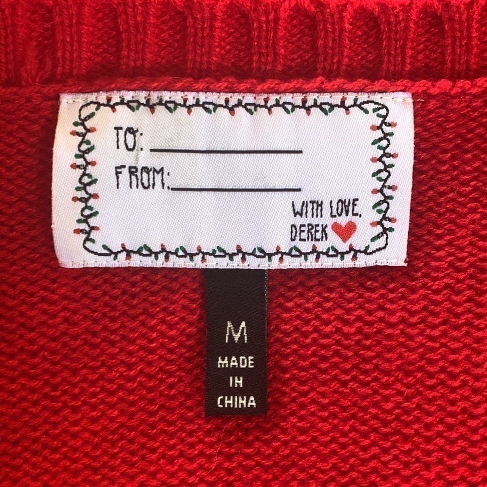 Tiara International Reindeer w/ Sequin Glasses Christmas Knit Red Sweater - Picture 8 of 9